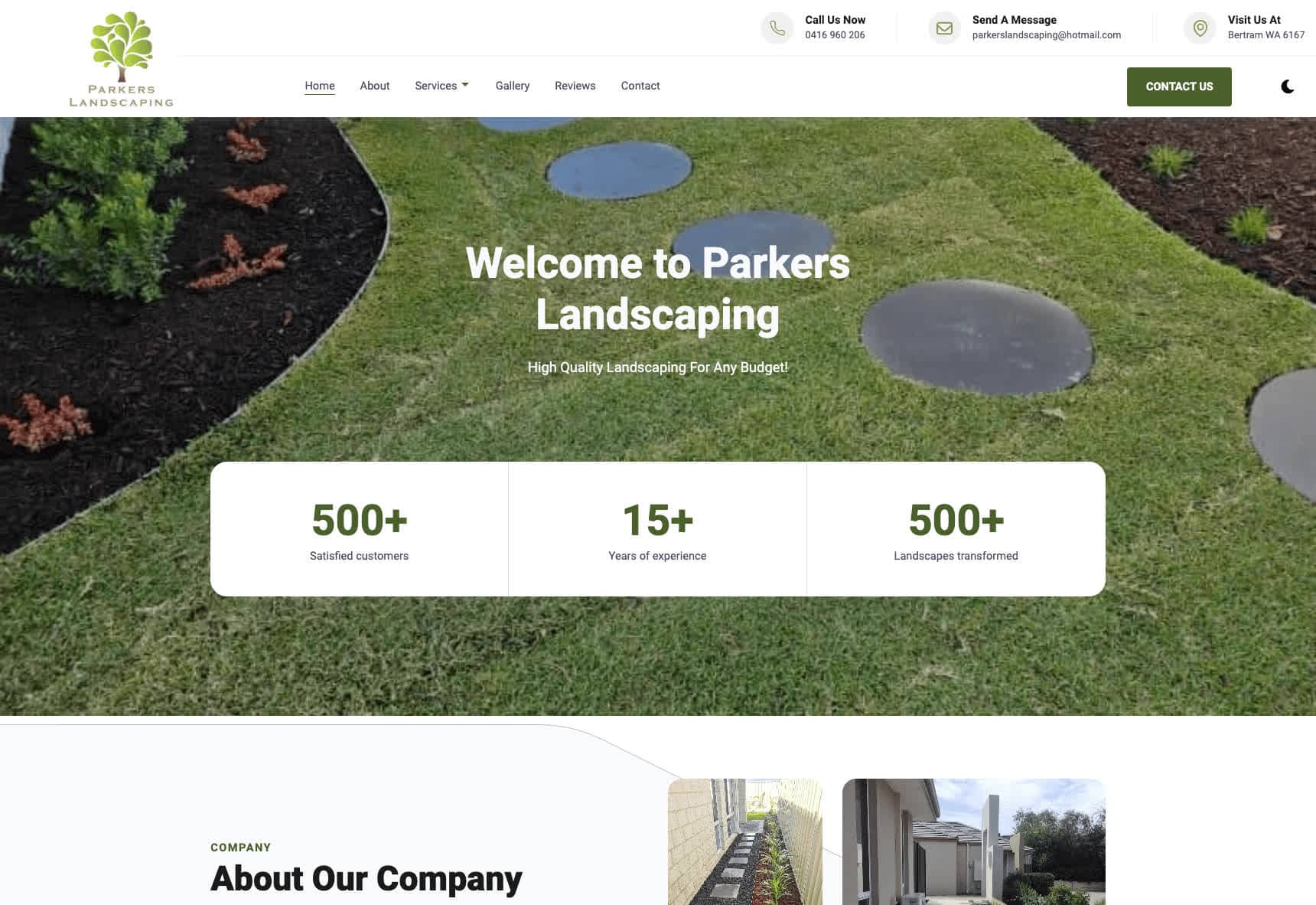 Parkers Landscaping website