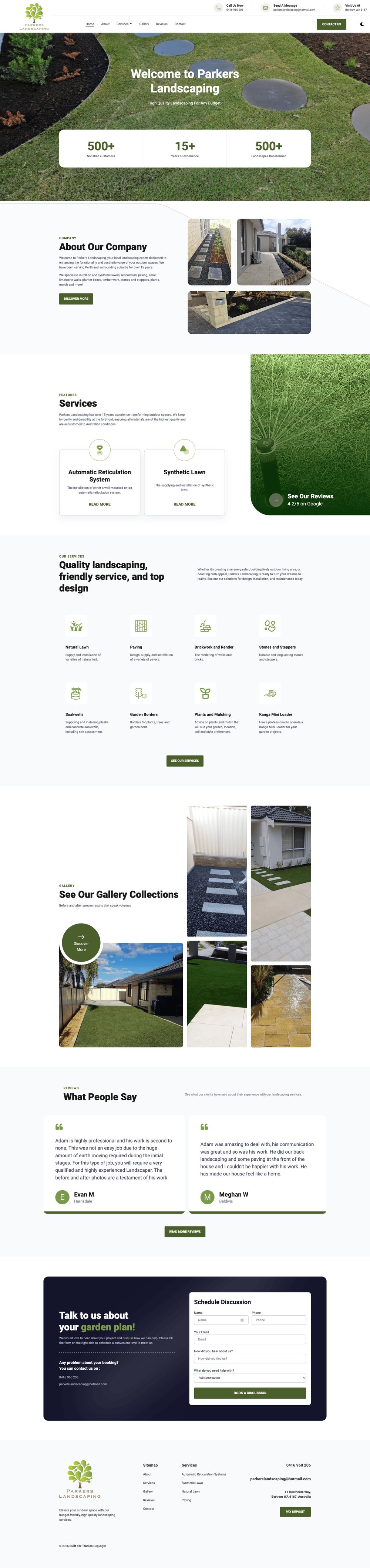 Parkers Landscaping website